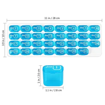 1PC Užitočné 31 Deň Plastové Prenosné Tablety Box Pilulku Organizér Medicíny Dávkovač Ukladacieho priestoru Tabletu Pre Domáce Cestovné Služobná Cesta
