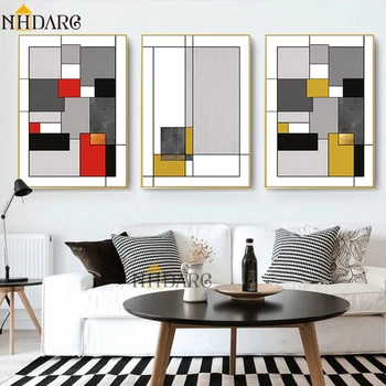 NHDARC Plátno Tlačiť Maliarske Umenie Mondrian Farebný Blok Abstraktný Štýl Obývacej Izby, Dekorácie, Maliarstvo Domova Stenu Obrázok Umenie