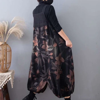 Max LuLu Jeseň Fashion Kórejský Bežné Kvetinový Džínsy Dámske Voľné Kockované Nohavice Ženy Vintage Denim Nohavice Nadrozmerné Streetwear