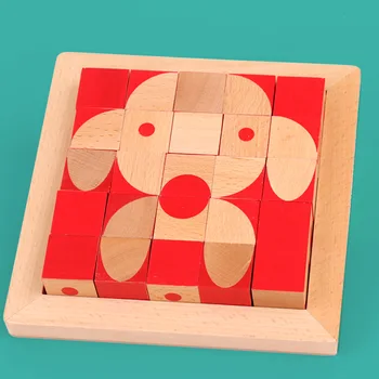 Deti Mozgu Kocka Ploche Hra Cube 3D pevnej drevenej detí raného vzdelávania hračky