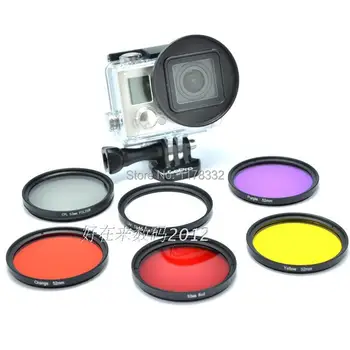 6in1 52mm Potápanie Filter Nastavený S Adaptérom Krúžok 6pcs UV/Žltá/Červená/Fialová Podvodné filtro Farby, ktoré som pre GoPro Hero 3+ 4