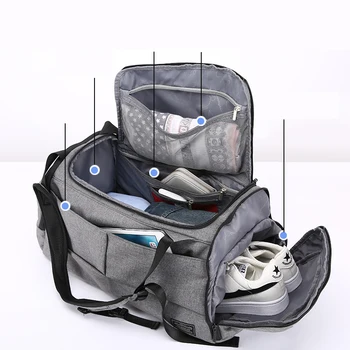 Hot Predaj Terylene Mužov Šport Fitness Bag Multifunkčné Tote Telocvični Tašky Pre Topánky Skladovanie Vonkajšie Cestovné Anti-Theft Laptop Backpack