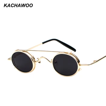 Kachawoo veľkoobchod 6pcs malé oválne retro slnečné okuliare mužov zlato kovový rám klip na slnečné okuliare pre ženy kolo leta 2018 UV400