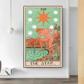 Tarot Karty Plagát Klasické Plátno Maľovanie Vintage Plagáty Mandala Slnko Vytlačí Retro Wall Art Obrázky Pre Obývacej Miestnosti Dekorácie