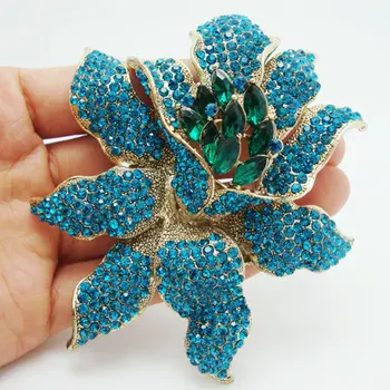 Módne Drahokamu Kvetinové Šperky Vintage Štýl, Modrá Kamienkami Crystal Orchidea, Kvet Brošňa Pin Doprava Zadarmo