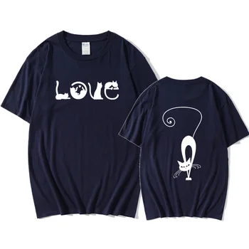 2020 Lete pánske Oblečenie Harajuku Biele Zviera Tlače LÁSKA Mačka Krátky Rukáv T-shirt Streetwear Bežné T-shirt Mujer Camisetas