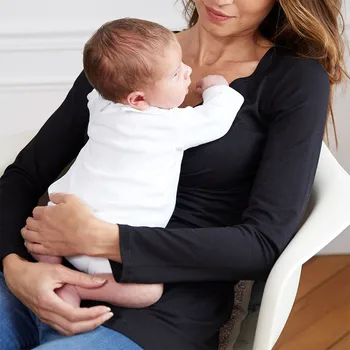 Materskej Tričko Materskej Oblečenie pre Ženy, Tehotné Nusring Materskej tvaru Dlhý Rukáv Topy Pevné Prehrabať, Blúzky, Top блузка