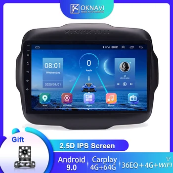 Autorádio Android 9.0 Pre Jeep Renegade 2 Din 2016 2017 2018 2019 2020 AHD 360 Sony Kamery GPS Navigácie Multimediálne DVD Prehrávač