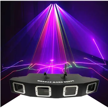 Štyri hlavy full-farebné laserové svetlo Dmx skenovanie LED laserové fáze projektor hlasové ovládanie Dj, disco party stage svetelný efekt