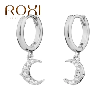 ROXI Zirkón Crystal Drop Mesiac Visieť Náušnice pre Ženy, Luxusné Svadobné Šperky Earings 925 Sterling Silver Orecchini Brincos