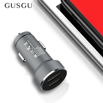 GUSGU Duálny USB Nabíjačka do Auta, Adaptér 2.4 Kovové Auto-Nabíjačku Mobilného Telefónu Auto USB Nabíjačka, Auto Poplatok 2 Portu pre Samsung iPhone
