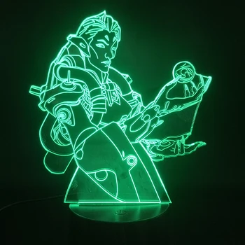 Hra Overwatch Hrdina Moira 3D Lampa Cool Darček pre Dieťa Hologram Multi-farebné s Diaľkovým Office Dekorácie Led Nočné Svetlo Lampy