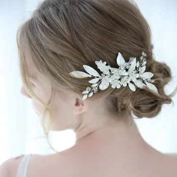 Módne Svadobné Leaf Vlasy Hrebeňom Ženy Kvet Vlasy, Šperky, Doplnky Pre Svadobné Party Prom Crystal Headpiece