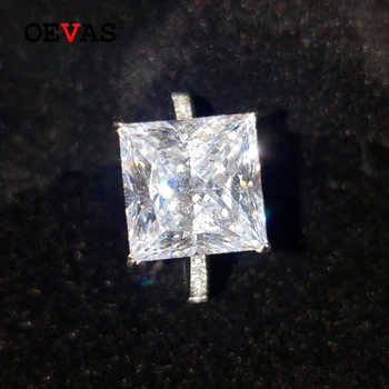 OEVAS Šumivé 12*12 mm Vytvorené Moissanite Vysokým počtom atómov Uhlíka Diamant Svadobné Prstene Najvyššej Kvality, 925 Sterling Silver Jemné Šperky