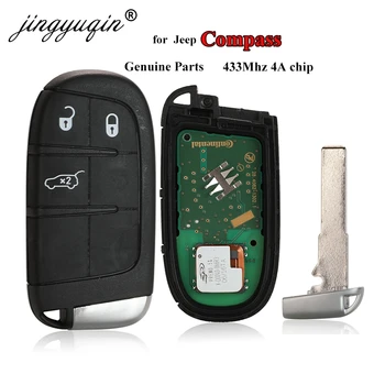 Jingyuqin originálnych Dielov Smart Remote Tlačidlo Kontrola pre Jeep Compass 433Mhz 4A Pôvodné Keyless 3 Tlačidlá