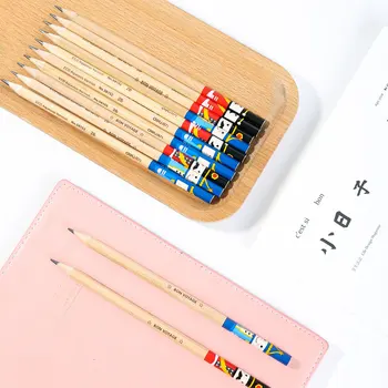 12pcs/set štandard, drevené ceruzky 2B eco vodný lak kresleného štýlu, bon woyage študent písanie kancelárske potreby