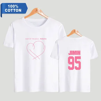 Bavlna Tričko kórejský Kpop JIMIN SUGA JIN Mapu Duše Persona Tlačiť T-shirts Muži/Ženy Unisex Krátke Rukáv Topy