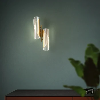 LICAN Severské Zlato Akryl LED Nástenné svietidlo spálňa posteli uličkou obývacia izba Nordic štúdia stenu sconce svetlá Nočné LED nástenné svietidlo