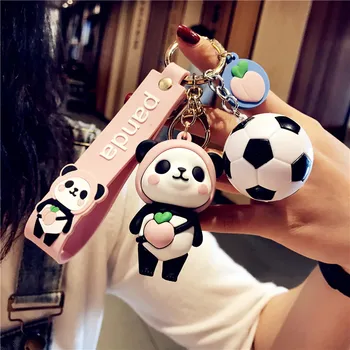 Kreatívne Kawaii Roztomilá Panda Keychain Futbal Mäkké Lepidlo Bábika Medveď prívesok na Gadgets pre Muža, Ženu Auto Tašky Keychains Šperky