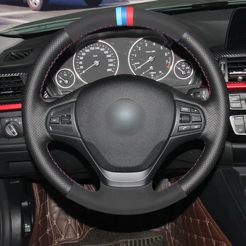 Ručne zošívané kože a semišu auto volant, kryt pre BMW F30 F31 F34 F20 F21 F22 F23