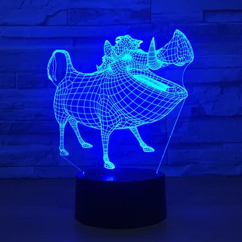 Divoké Prasa 3D lampa LED Nočné Svetlo Ilúzie Zvierat Lampa RGB USB Tabuľka Stolná Lampa Domov Osvetlenie Farba Mení Atmosféra lampa