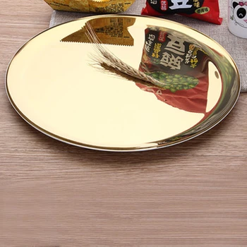 28 cm gold / farba disk kovové kolo zásobník dúha farieb ovocného čaju zásobník na šperky zobraziť doska 430 # nehrdzavejúcej ocele