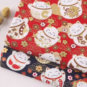 150 cm*100 cm Bavlnená Tkanina Japonskom Štýle Kreslených Šťastie Mačka Tlače Textílie Ručné Handričkou Diy Šitie, Prešívanie Remeslá