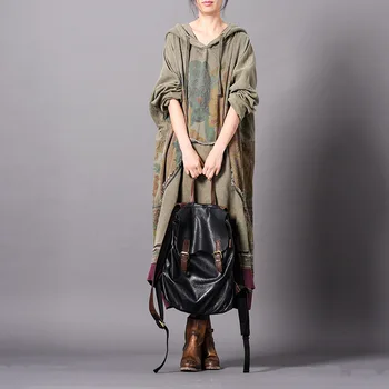Ženy Jar Vytlačené Plus Veľkosť Bat Rukáv Vintage Šaty Dámske Kapucňou Nepravidelný Nadrozmerná Šaty Žena Voľné Retro Šaty 2019
