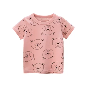 Dievčenské Detské Oblečenie Detí Bavlnené Tričká Medveď Tlač Deti Chlapcov Topy Krátky Rukáv T-Shirt Letné Tee Cartoon Nové Dorazí 2020
