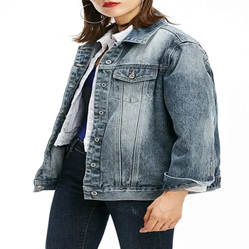 Ženy Bežné Denim Jacket Jeans Topy Polovičný Rukáv Trucker Kabát Vrchné Oblečenie Dievčatá Módne Slim Outercoat Windbreaker