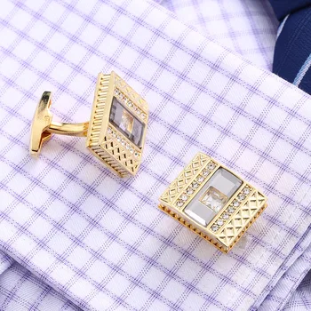Zlaté francúzske Tričko pánske manžetové gombíky Business Putá Odkaz Gentleman Formálne oblečenie Príslušenstvo Luxusné Drahokamu manžetové Mens Dary