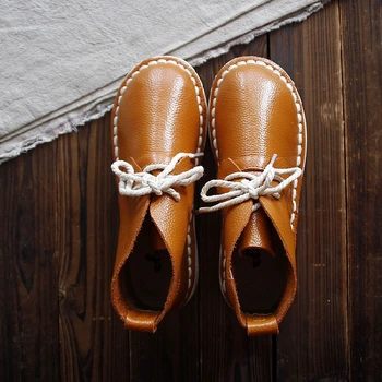 Careaymade-Originálne kožené členok boot,Čistý ručné bytov topánky,retro umenia mori dievča topánky,Ležérne módne topánky ,3 farby