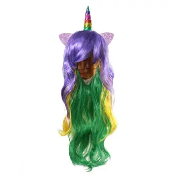 Dievčatá Jednorožec Cosplay Hairband Deti Zdobiť Parochne Princezná Nóbl Oblečenie Príslušenstvo Dieťa Dievča, Dúhy, Stuhy Syntetické Vlasy