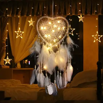 Kreatívne Dream Catcher vydlabaných LED v tvare Srdca Dream Catcher Teplé Svetlo Domov Visí Ozdoby, Dekorácie