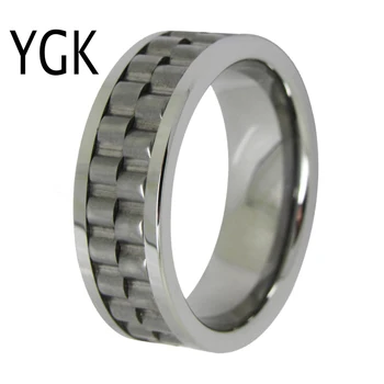 YGK Svadobné Šperky Ozubeného Kolesa Centrum Strieborná Tvar Rúry Volfrámu Prstene pre Mužov je Ženích Svadobné Zapojenie Výročie Krúžok