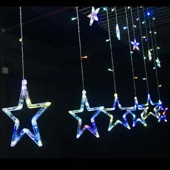 2,5 M 138LED Star Garland Led Záves Víla String Svetlo Sviatok Vianočný Svetlo Pre Svadobné Domáce Stranu Záhrady Ramadánu Dekorácie