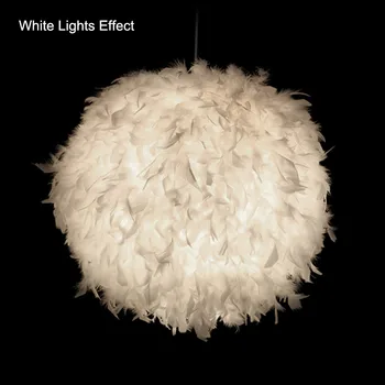 Biele Pierko Prívesok Svetlá Žiarovka E27 LED Stropné Droplight Romantická Spálňa Salón Dekoratívne Visí Lampa Hanglamp Pre Dieťa