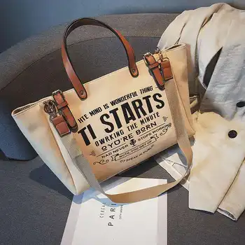 OLOEY Tote tašky pre ženy cestovanie Plátno taška messenger taška veľká-kapacita kabelka list vytlačený jeden-ramenný uhlopriečka taška