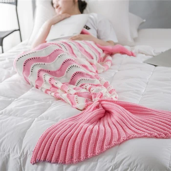 Deka Morská víla deka chvost fleece hodiť luxusný prehoz Na pohovku načechraný prikrývky zahŕňa posteľ pletené klimatizácia dospelých deka