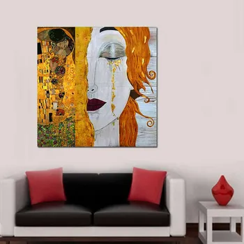 Vysoká Kvalita Gustav Klimt Zlaté Slzy, olejomaľba na Plátne, Ručne Paineted Abstraktný Obrázok Žena Stenu Obrázok Domov Stenu Decor