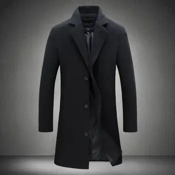 Men 'S Dlhom Farbiarskom Windbreaker 2020 High-End Fashion Vlnené Kabát Business Bežné Kabát Čistá Bavlna Slim Bunda