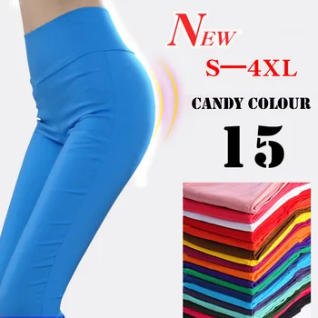 15 candy farby ženy nohavice plus veľkosť 5XL 6XL vysoký pás úsek ceruzkou nohavice chudá bežné bavlnené legíny ženské nohavice