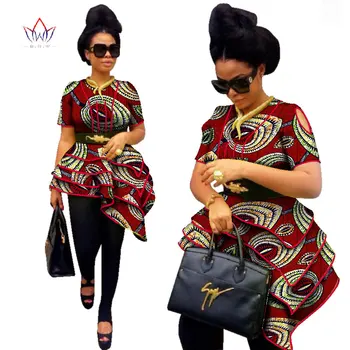 BRW Afrike Štýl Ženy Moderné Módne Dámske Topy Dashiki Africkej Tlače Topy Tričko Plus Veľkosť M-6XL Ženy Oblečenie WY2576