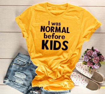 Bol som Normálny pred deti Tričko funny žltá harajuku estetické grunge bavlna vtipný slogan t-shirt bežné mladých 90. rokoch štýl tee top