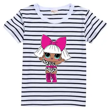LOL Prekvapenie Bábika Cartoon Letné Dievča Dieťa Prekladané Krátky Rukáv T-shirt Dieťa Dieťa Domov Školy Bežné Tričko Topy Tees Oblečenie