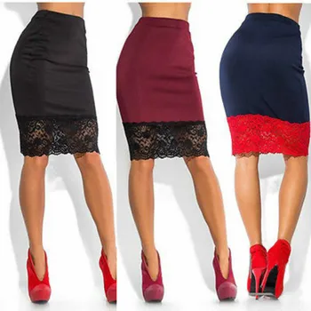 Sexy Čipka Mini Sukne Ceruzku Sukne Červená Čierna Sukňa Ženy Formálne Úsek Vysoký Pás Krátke