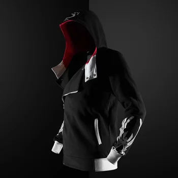 Nový 5 farba Assassin unisex mikina s kapucňou na zips, bunda Street módu tlače s kapucňou, Assassin mikina s kapucňou pre chlapcov Plus veľkosť S-4XL streetwear