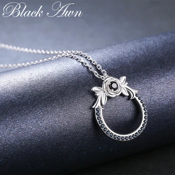 Black Awn 2020 Nové Klasické Prísť 925 Sterling Silver Jemné Šperky, Módne Kvet Zapojenie náhrdelníky & prívesky pre Ženy K026
