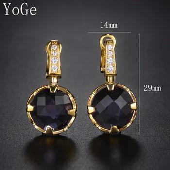 YoGe Svadobné&Party Šperky pre Ženy, E0702 Jedinečný AAA CZ fialová crystal tvárou kolo kameň stud náušnice