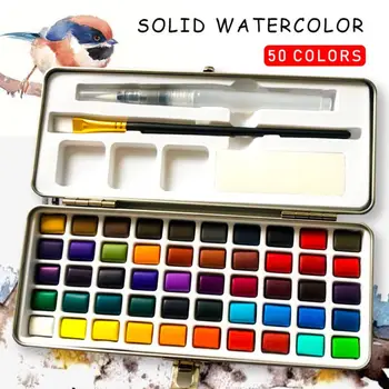50 Farby Solid Akvarelových farieb Pigmentu Nastaviť Prenosné pre Začiatočníkov Kreslenie, Umenie Dropshipping